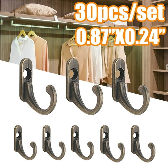 Cheers.US 30Pcs Heavy Duty Coat Hooks for Wall, Metal Hooks with 50lb max, No Rust, Prong Decorative Clothes Hook with Metal Screws for Entryway, Mudroom, Bathroom, Bedroom, Kitchen