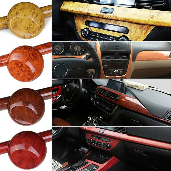 Cheers.US 30cmx100cm Car Stickers Wood Grain Interior Trim Cover Car Styling Change Color Film Wrap Sticker Decal Car Internal Wraps Self Adhesive