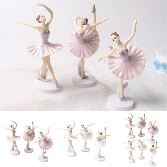Cheers.US 3Pcs Dancing Girl Toy Ballerina Girl Cake Dancing Ballerina Girl Figurine Miniature Cake Decoration Figure Collection Playset
