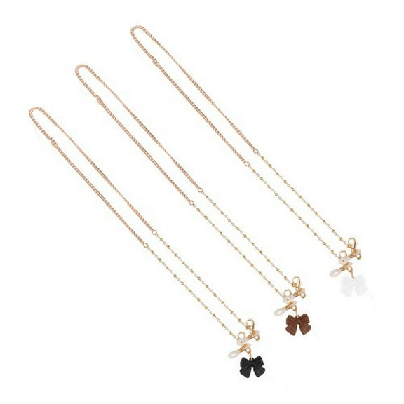 Cheers.US 3Pcs Eyeglass Chain Sunglasses Strap Holder Reading Glasses Retainer Gold Beaded Chain String Cord Lanyard