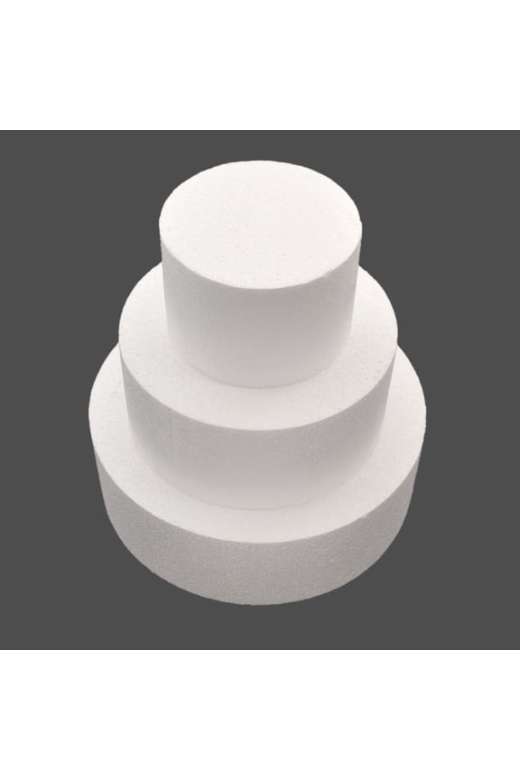 3Pcs Round Foam Cake Dummy Set for Display, Arts and Crafts (White)