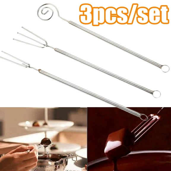 Cheers.US 3Pcs/Set Chocolate Dipping Fork Set Stainless Steel Candy Dipping Tools Candy Melts Fondue Forks for DIY Baking Supplies Decorating, 3 Styles