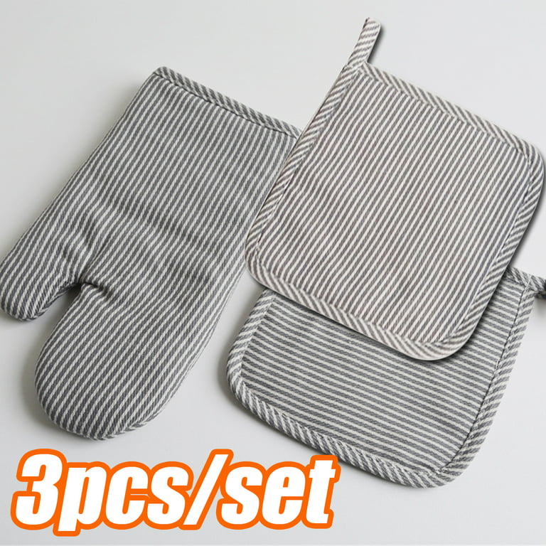 4pcs/set Grey Oven Mitts And Pot Holders, High Heat Resistant (up To 500  Degrees) Extra Thick Long Kitchen Oven Glove For Cooking