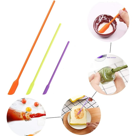 Cheers.US 3Pcs/Set Silicone Jar Spatula Makeup Spatula Last Drop Spatula Lotion Spatula Scraper Silicone Non-Stick Bottle Scraper Kitchen Stirring Spatula for Kitchen, Beauty, Jam and Nail Polish