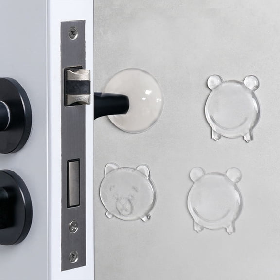 Cheers US 4Packs Door Knob Wall Shield, Transparent Round Soft Rubber Wall Protector Self Adhesive Door Handle Bumper