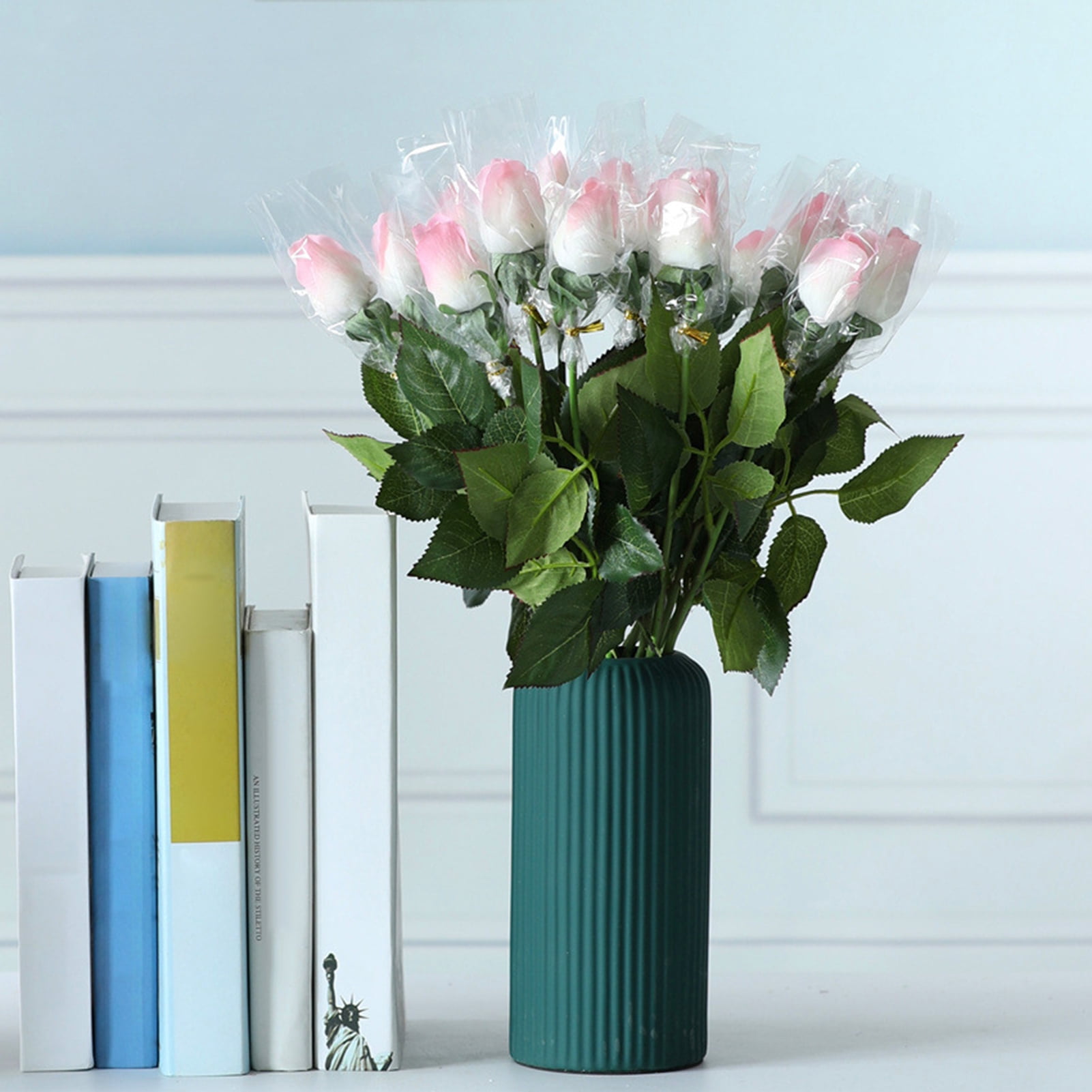 Cheers US 4Pcs Artificial Rose Flowers Fake Silk Rose Flower with ...