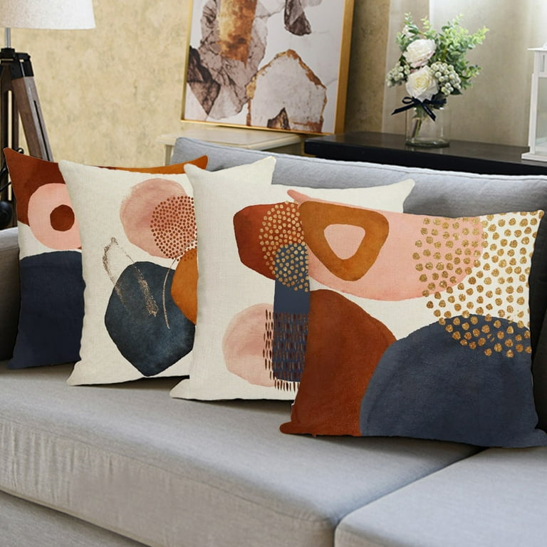 Cheers US 4Pcs Boho Pillow Covers Mid Century Modern Decor Aesthetic Colorful Throw Pillows Abstract Geometric Minimalist Pillow Cases for Couch Sofa