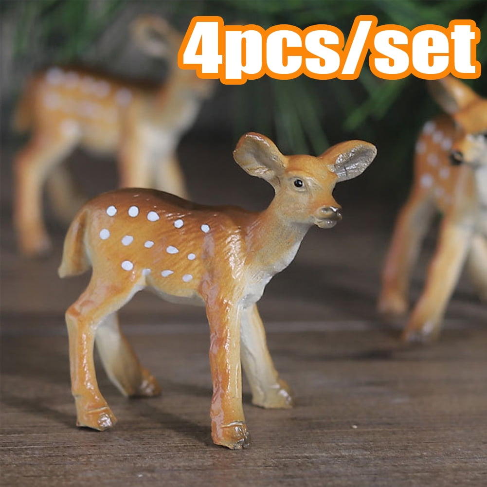 Cheers.US 4Pcs Miniature Deer Figurines, Mini Resin Deer, Fairy Garden ...