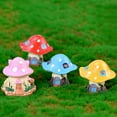thumbnail image 1 of Cheers.US 4Pcs Miniature Fairy Garden Cartoon Mushroom House Resin DIY Miniature Micro Landscape Bonsai Garden Decor, 1 of 7
