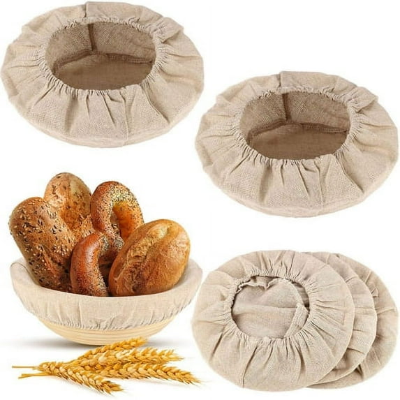 Cheers.US 4Pcs Round and Oval Bread Proofing Basket Cloth Liner Set Proofing Cloth Liner Natural Rattan Baking Dough Baskets Cover for Baking Supplies