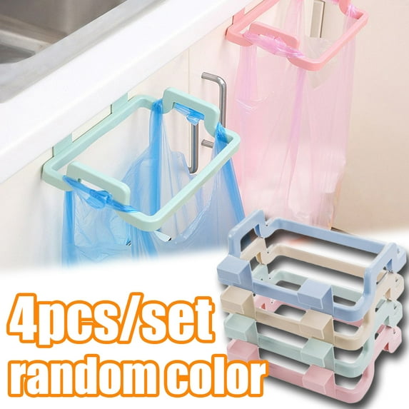 Cheers.US 4Pcs/Set Kitchen Trash Bag Holder Towel Rack Garbage Bag Hanger Hanging Trash Garbage Hook, Hanging Garbage Bags Storage Organizer Rack for Kitchen Cabinet Cupboard Drawer Back Door
