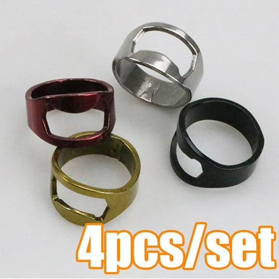 Cheers.US 4Pcs/Set Ring Bottle Opener Stainless Steel Beer Bottle Opener Colorful Finger Bottle Opener for Party Family Gift Supplies, Easy to Use Non-slip Beer Openers