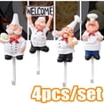 thumbnail image 1 of Cheers.US 4Pcs/Set Statue Sculpture Gift Resin Craft Chef Figurine Wall Hook Cartoon Stainless Steel Hooks Creative Chef Character Model Home Garden Ornaments Decor, 1 of 7