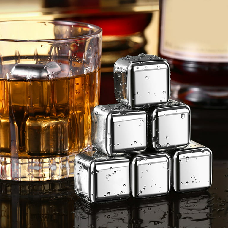 Titanium Whiskey Stones,8 Pack Titanium Whiskey Chilling Rocks,Reusable  Titanium Metal Whiskey Ice Cubes for Drinking,Refreezable Non Melting Ice