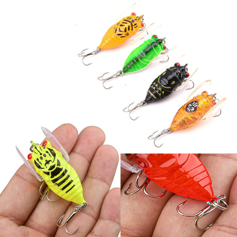 Cheers.US 4cm 6.4g Lightweight Insect Top Water Crank Bait Fake Lure Bass  Fishing Lure Lifelike Skin Pattern Bionic Weedless Strong Plastic Body for  Bass Snakehead Pike Trout 
