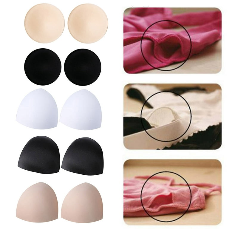 Cheers.US 5 Pairs Bra Pads Insert Removable Triangle/Circular Push Up  Sticky Bra Cups Inserts Breast Lifter for Bikini Swimsuit
