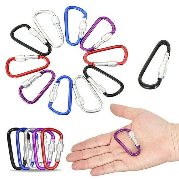 Cheers.US 5 Pcs Aluminum Alloy Carabiner Clips D Shape Carabiner Hooks Key Rings Aluminum Alloy Keychain Buckles