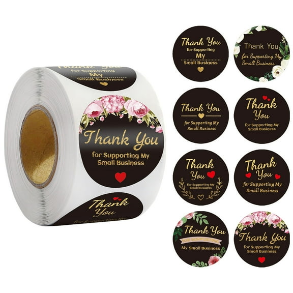 Cheers US 500Pcs/Roll 1.5" Thank You for Supporting My Small Business Stickers, 4 Designs, Highly Recommended for Small Business Owners and Online Sellers, 500 Labels Per Roll