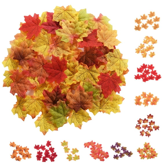 Cheers.US 50Pcs/Bag Artificial Fall Leaves Faux Fall Color Maple Leaves Decoration Fake Maple Left Art for Craft, Wedding, Festival, Party, Thanks-Giving and Outdoor Decorating