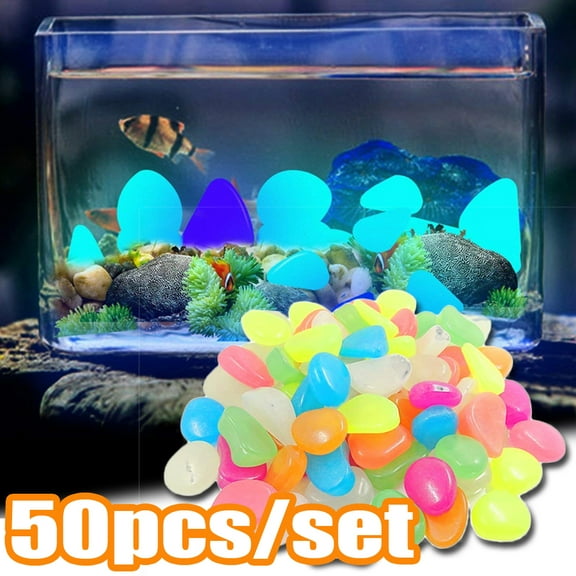 Cheers.US 50Pcs/Bag Glow in The Dark Garden Rocks, Decor Pebbles Stones for Indoor and Outdoor, DIY Decorative Luminous Stones for Yards Lawns Walkways Garden Driveway Plants and Aquarium