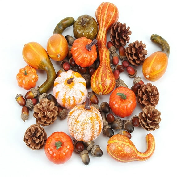 Cheers.US 50Pcs/Set Artificial Pumpkins and Gourds, Assorted Lifelike Pumpkins, Artificial Vegetables for Decorating Fall Craft Halloween Thanksgiving Wedding Centerpieces