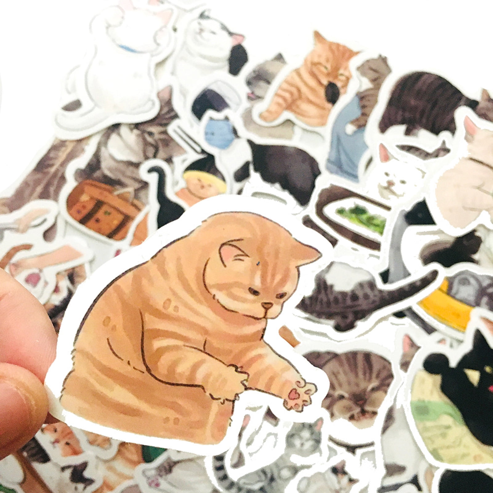 Kawaii Cat Stickers, 100 Pcs Cute Cat Laptop Stickers, Waterproof Vinyl Cat Sticker Decals, Cartoon Cat Sticker Pack for Water Bottles, Laptops