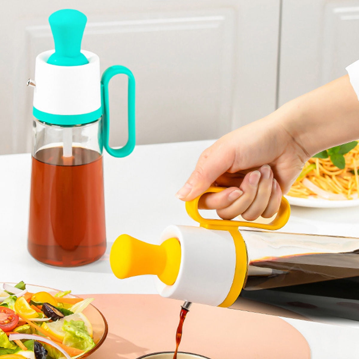 Cheers US 550ML Oil Dispenser Bottle And Brush 2 In 1, Silicone Dropper ...