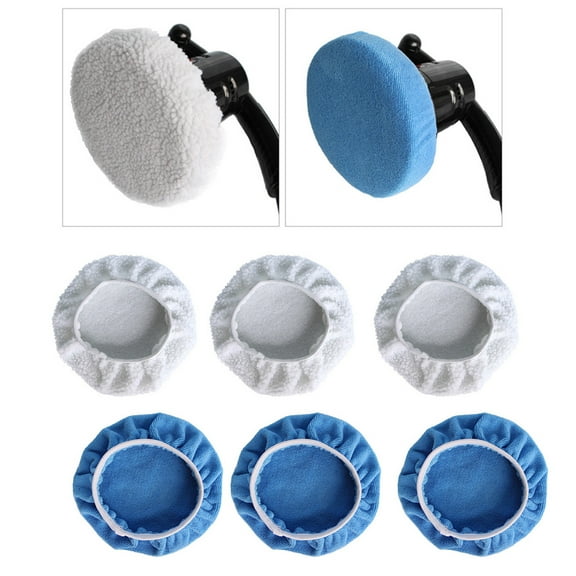 Cheers.US 5Pcs 5-6/7-8/9-10 Inch Soft Microfiber Auto Car Polisher Pad Waxing Polishing Bonnet Buffing Cover Wax Applicator