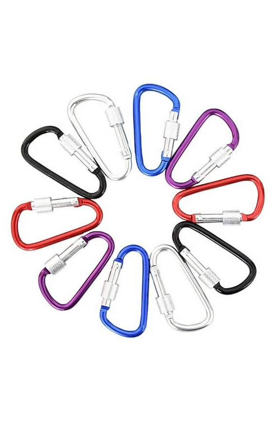 5Pcs Aluminum D-Ring Spring Loaded Gate Small Keychain Carabiners Clip Set for Outdoor Camping Mini Lock Hooks Spring Snap Link Key Chain Durable