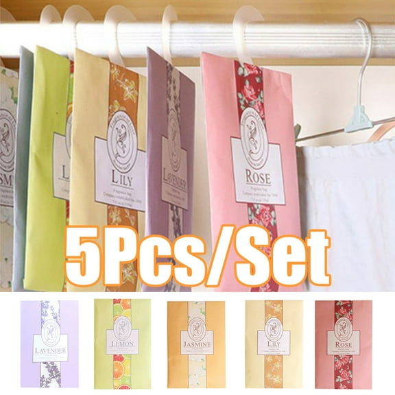 Cheers.US 5Pcs Closet Air Freshener, Flower Scented Sachets Bags for Drawer and Closet, Fresh Scents Freshener with Hanger