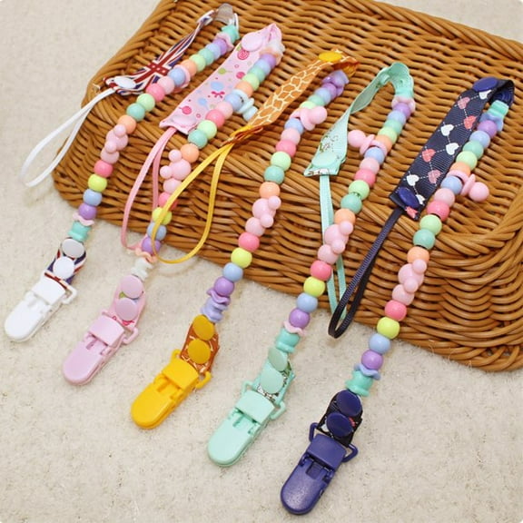 Cheers US 5Pcs Pacifier Clip for Boys and Girls Baby Silicone Teething Beads Paci Clip BPA Free Holder Teethers Toys for Shower Gift