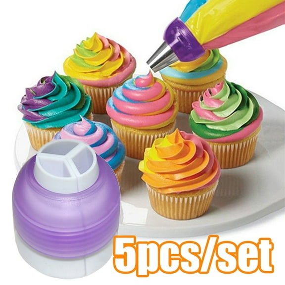 Cheers.US 5Pcs/Set Tri-coupler Tip Nozzle Converter, Icing Piping Bag Russian Nozzle Converter Coupler Icing Cake Decor Tools