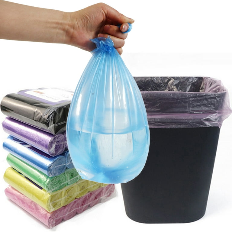Cheers.US 5 Rolls/100Pcs Strong Trash Bags Colorful Clear Garbage