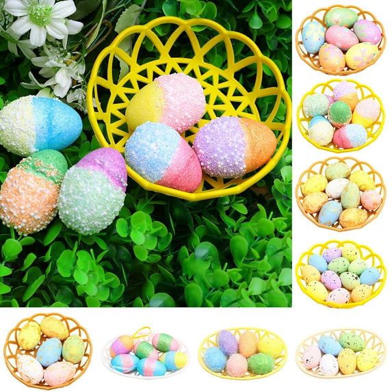 Cheers US 6/9/12/50Pcs Artificial Bird Eggs Craft for Home Decor Garden Ornaments DIY Easter Decoration Fake Nest Eggs for Wedding Party Decorative Photography Prop Assorted Color