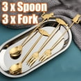 thumbnail image 1 of Cheers.US 6 Pcs/Set Stainless Steel Gold Dessert Forks and Spoons Set,Serving Flatware Set, Copper Serving Flatware Set, Cake Server,Mini Golden Coffee Spoons,Cute Fruit Salad Cake Forks, 1 of 7