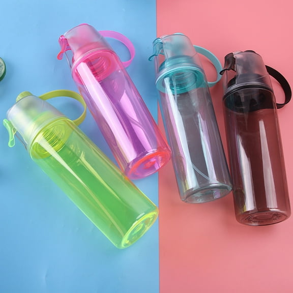 Cheers.US 600ml Spray Sports Water Bottle Bounce Straw Plastic Cup with Time Marker - BPA Free & Leakproof Frosted Reusable Fitness Water jug Bottle for Gym Office Biking Running Workout