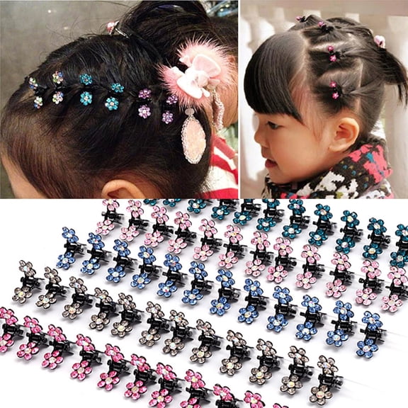 Cheers US 60Pcs Hair Claw Clips, Mini Hair Clips No-Slip Grip Jaw Clips Glitter Teeth Clips Rhinestone Hair Clips Metal Clamps Mix Colored Flower Hair Accessories