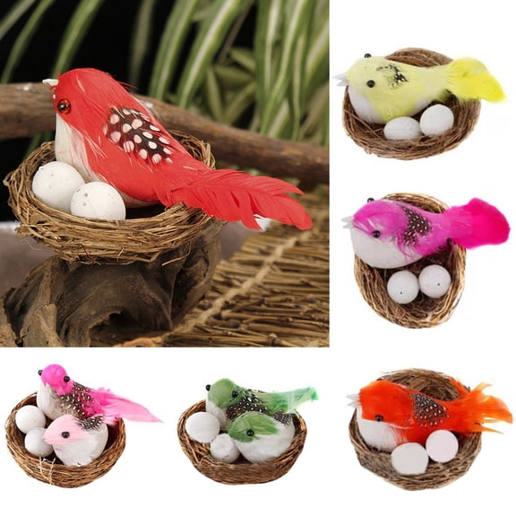 Cheers.US 6Pcs/12Pcs Simulated Birds Ornament Beautiful Animal Bird Decor Animal Statues Tree Lawn Home Garden Decoration