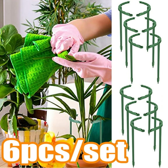 Cheers.US 6Pcs Plant Support Stake, Plastic Ring Garden Stakes for Plant, Half Circle Plant Supports for Tall Potted Plants Indoor, Outdoor Plant Cage for Peony,Tomato,Hydrangea