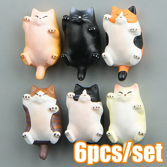 Cheers.US 6Pcs/Set Fun Cat Refrigerator Magnets for Whiteboard,Office,Photos,Notes,Decorative Fridge Magnets Refrigerator Stickers Gifts for Cat Lady Cat Lovers