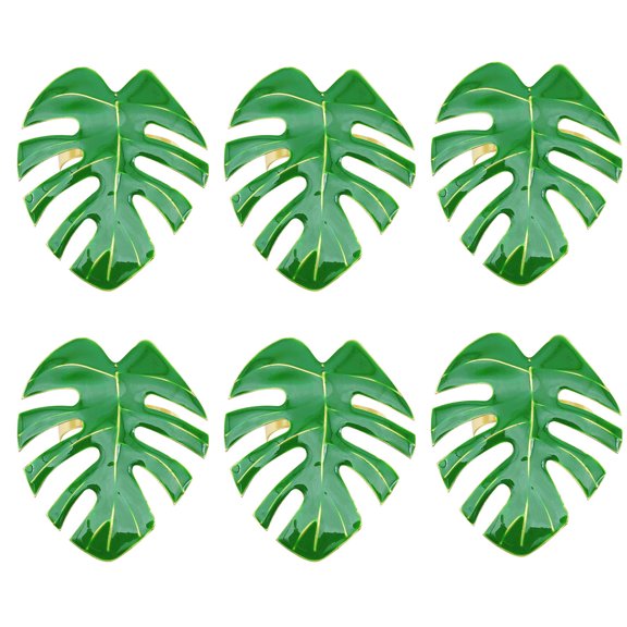 Cheers.US 6Pcs Tropical Leaf Shape Napkin Rings Serviette Buckles Adornment for Dining Table Decoration, Wedding, Festival Dinner