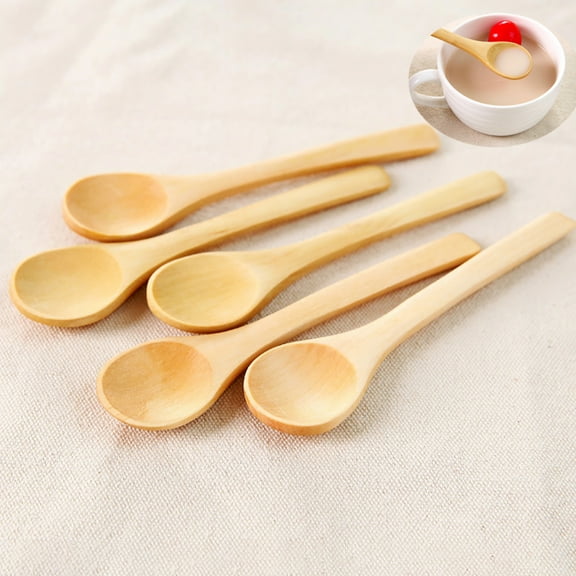 Cheers.US 6Pcs Wooden Spoon Kitchen Teaspoon Condiment Utensil Coffee Sat Sugar