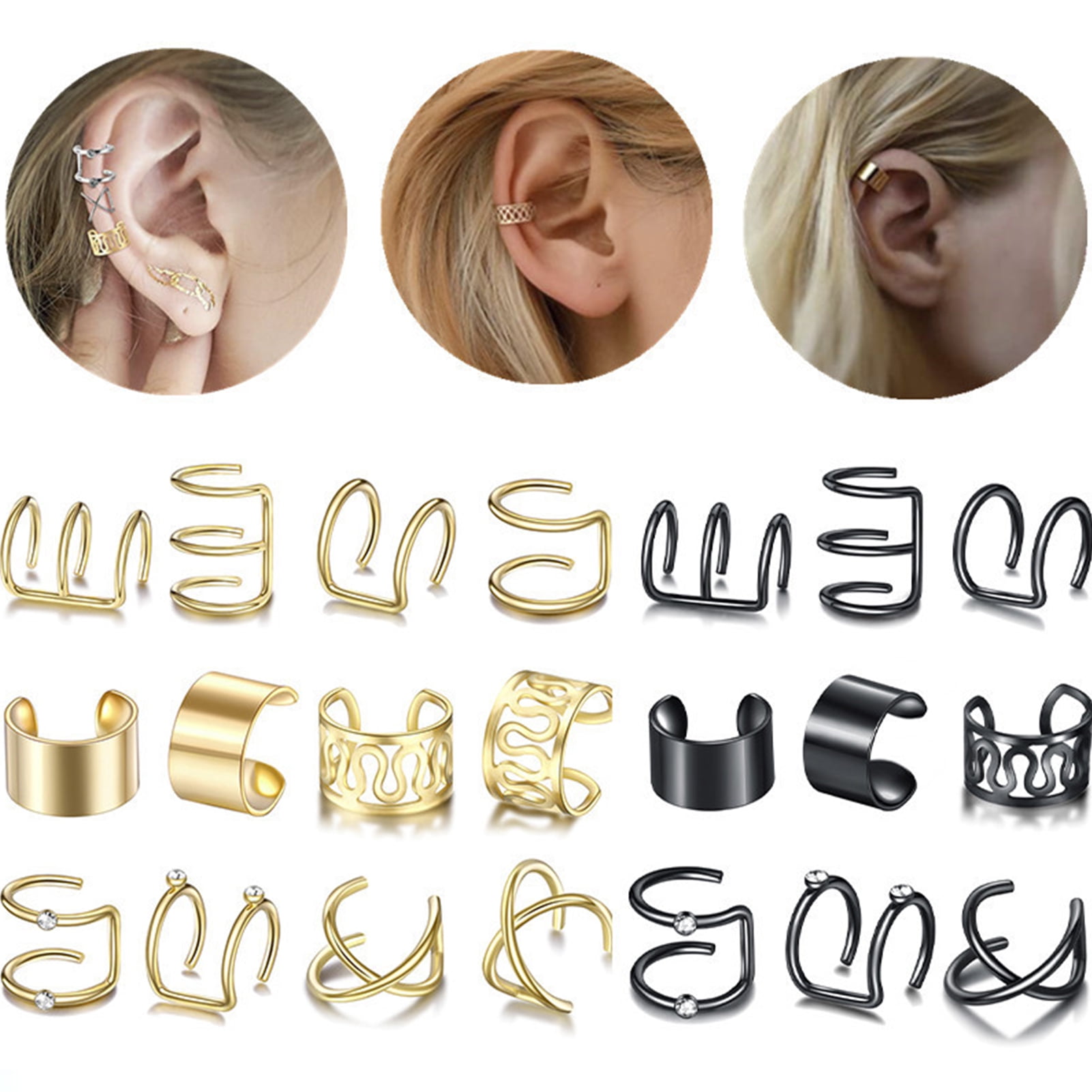 Cheers US 7 Pcs/Set Ear Ear Cuff for Women, Fake Cartilage Earrings Set  Wave Cuff Earrings Helix Wrap Ear Clip Tassel Threader Earrings -  Walmart.com