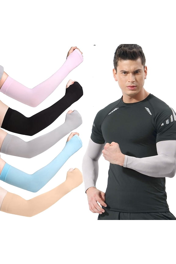 7Pairs Compression Cooling UV Protection Sun Sleeves Long Arm Cover Warmers for Men Women, Outdoor Sports Running Golf Cycling Basketball Driving Fishing Sunblock