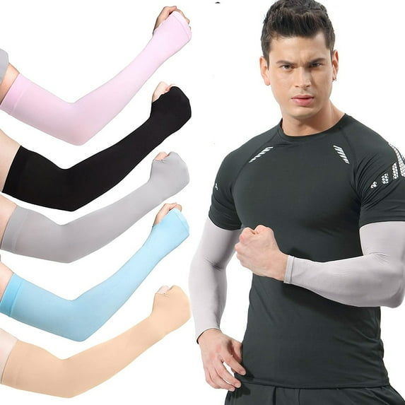 Cheers.US 7Pairs Compression Cooling UV Protection Sun Sleeves Long Arm Cover Warmers for Men Women, Outdoor Sports Running Golf Cycling Basketball Driving Fishing Sunblock