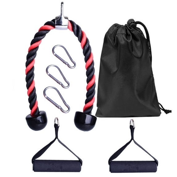 Cheers.US 7Pcs Colorful Arm Rope Tricep Rope Cable Attachment Exercise Machine Attachments Pulley System Gym Pull Down Rope with Carabiner
