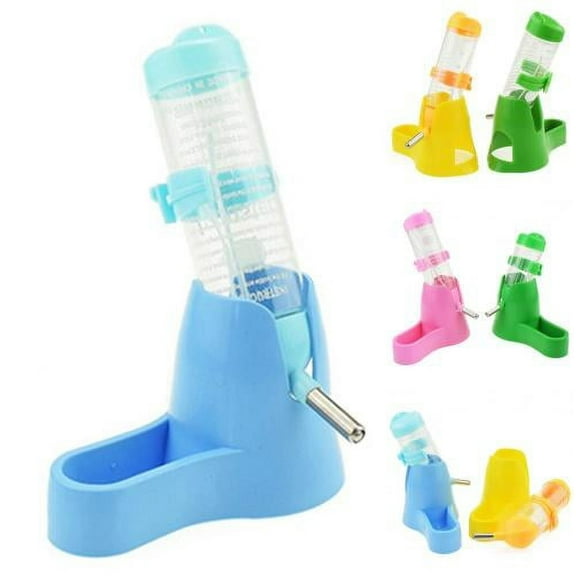 Cheers.US 80/125ml 3 in 1 Hamster Water Bottle,Little Pet Automatic Drinking Bottle with Food Container Base Hut Hanging Water Feeding Bottles Auto Dispenser for Small Animals