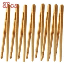 Cheers.US 8Pcs Reusable Bamboo Toast Tongs - Wooden Toaster Tongs For Cooking Holding Ideal Kitchen Utensil For Cheese Bacon Muffin Fruits Bread