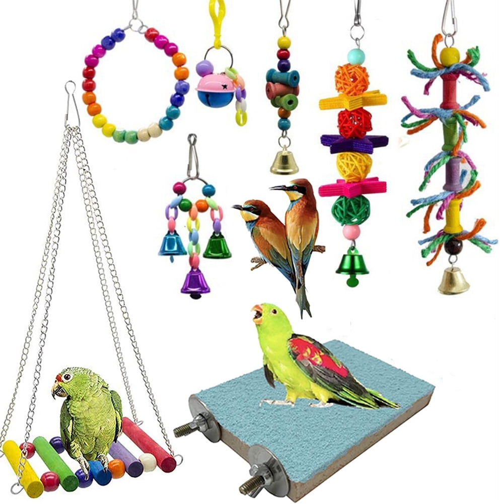Gallery Detail: Cheers Us 8Pcs Set Bird Parrot Toys Ladders Swing Chewing