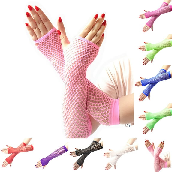 Cheers.US 9 Pairs Fishnet Gloves Set Halloween Fingerless Mesh Gloves Party Supplies for Women Kids